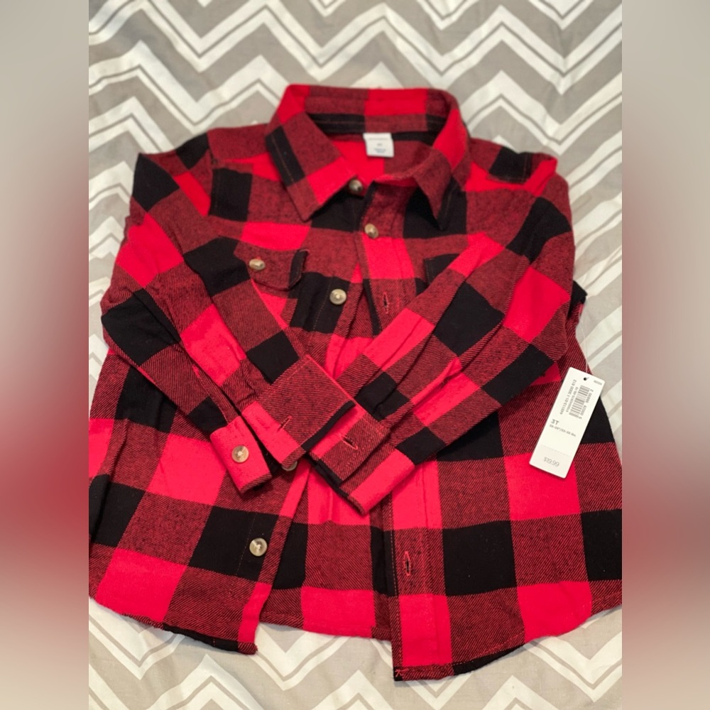 OLD NAVY Toddler Buffalo Check Flannel Shirt (3T) NWT